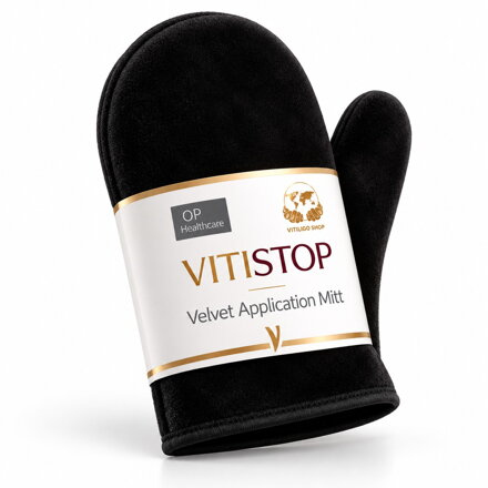Guanto applicatore in velluto Vitistop per autoabbronzante e trucco correttivo della vitiligine